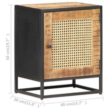 Carica l&#39;immagine nel visualizzatore di Gallery, Mobiletto con anta 40x30x50 cm Legno di Mango Grezzo e Canna Naturale