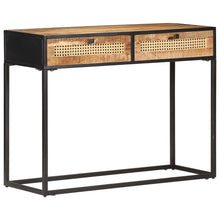 Load image into Gallery viewer, Tavolo Consolle 100x35x75 cm in Legno di Mango e Canna Naturale