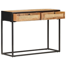 Load image into Gallery viewer, Tavolo Consolle 100x35x75 cm in Legno di Mango e Canna Naturale