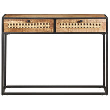 Load image into Gallery viewer, Tavolo Consolle 100x35x75 cm in Legno di Mango e Canna Naturale