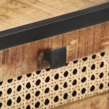 Load image into Gallery viewer, Tavolo Consolle 100x35x75 cm in Legno di Mango e Canna Naturale