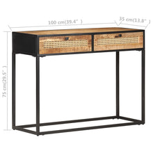 Load image into Gallery viewer, Tavolo Consolle 100x35x75 cm in Legno di Mango e Canna Naturale