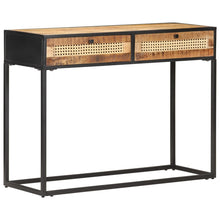 Load image into Gallery viewer, Tavolo Consolle 100x35x75 cm in Legno di Mango e Canna Naturale