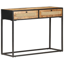 Load image into Gallery viewer, Tavolo Consolle 100x35x75 cm in Legno di Mango e Canna Naturale