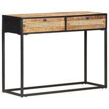 Load image into Gallery viewer, Tavolo Consolle 100x35x75 cm in Legno di Mango e Canna Naturale