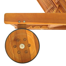 Load image into Gallery viewer, Lettino Prendisole 2 Posti con Ruote e Cuscini Verdi in Massello di Acacia