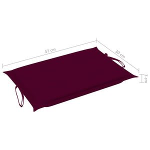 Lettino Prendisole a Dondolo con Cuscino Rosso Vino in Massello di Teak