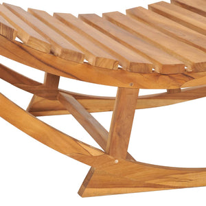 Lettino Prendisole a Dondolo con Cuscino Rosso Vino in Massello di Teak