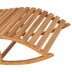 Lettino Prendisole a Dondolo con Cuscino Rosso Vino in Massello di Teak
