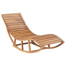Load image into Gallery viewer, Lettino Prendisole a Dondolo con Cuscino Grigio Scozzese in Massello di Teak