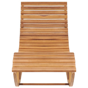 Lettino Prendisole a Dondolo con Cuscino Grigio Scozzese in Massello di Teak