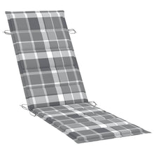 Load image into Gallery viewer, Lettino Prendisole a Dondolo con Cuscino Grigio Scozzese in Massello di Teak