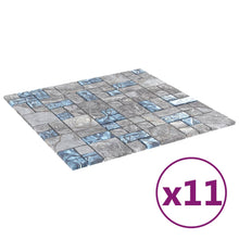 Carica l&#39;immagine nel visualizzatore di Gallery, Piastrelle Mosaico 11 pz Grigio e Blu 30x30 cm in Vetro