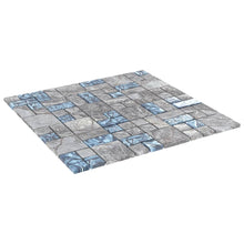Carica l&#39;immagine nel visualizzatore di Gallery, Piastrelle Mosaico 22 pz Grigio e Blu 30x30 cm in Vetro