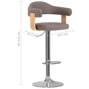 Sgabelli da Bar 2 pz Grigio Talpa in Tessuto e Legno Curvo
