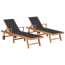 Charger l&#39;image dans la galerie, Lettini Prendisole 2 pz con Cuscini Antracite in Teak