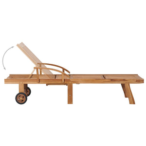 Lettini Prendisole 2 pz con Cuscini Rosso Vino in Legno di Teak