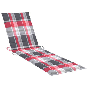 Lettini Prendisole 2 pz con Cuscini Rosso Scozzese in Teak