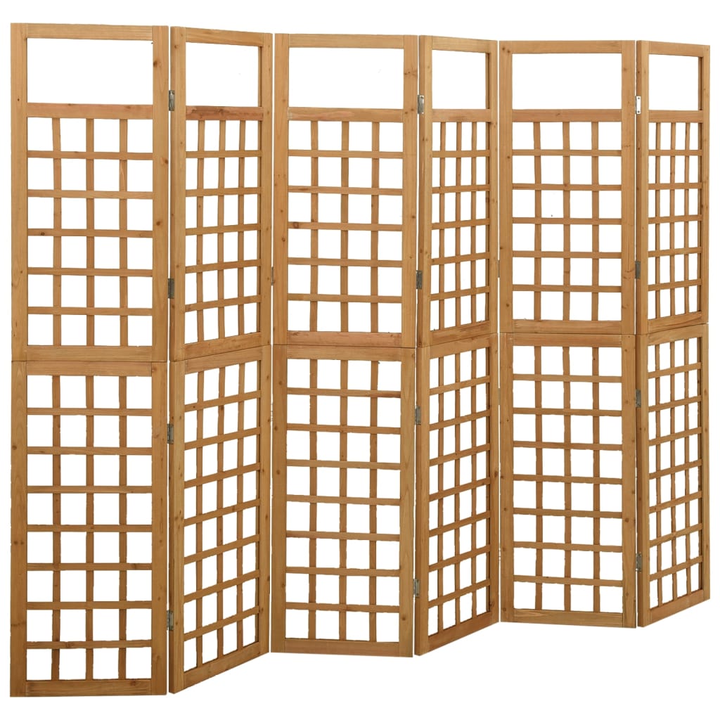 Separè 6 Pannelli in Legno Massello di Abete 242,5x180 cm