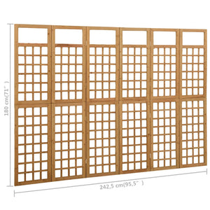 Separè 6 Pannelli in Legno Massello di Abete 242,5x180 cm