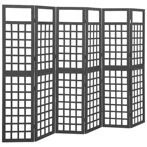 Separè 6 Pannelli in Legno di Abete Nero 242,5x180 cm