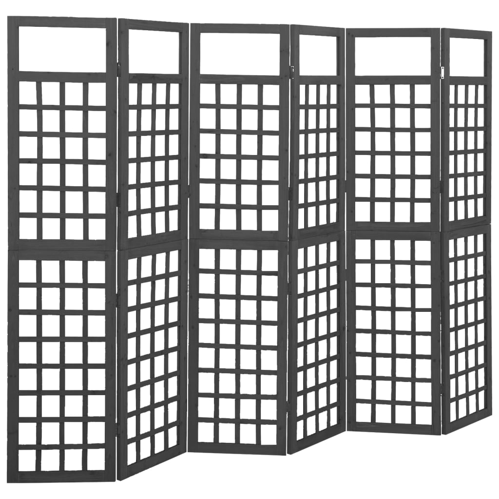 Separè 6 Pannelli in Legno di Abete Nero 242,5x180 cm