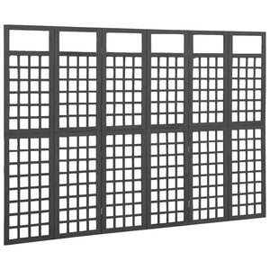 Separè 6 Pannelli in Legno di Abete Nero 242,5x180 cm