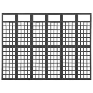 Separè 6 Pannelli in Legno di Abete Nero 242,5x180 cm