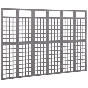 Separè 6 Pannelli in Legno di Abete Grigio 242,5x180 cm