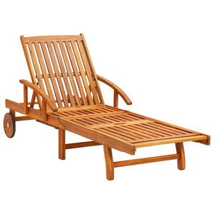 Set 2 pz Lettino Prendisole con Cuscini Azzurri in Legno Massello di Acacia