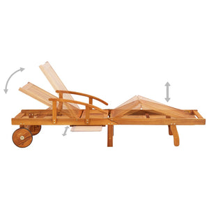 Set 2 pz Lettino Prendisole con Cuscini Azzurri in Legno Massello di Acacia