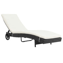 Charger l&#39;image dans la galerie, Lettini Prendisole 2 pz con Ruote con Cuscini Bianchi in Polyrattan Nero