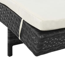 Charger l&#39;image dans la galerie, Lettini Prendisole 2 pz con Ruote con Cuscini Bianchi in Polyrattan Nero