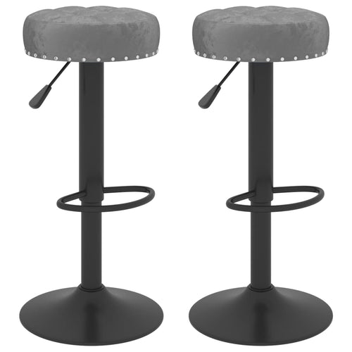 Sedie da Bar 2 pz Grigio Scuro in Velluto