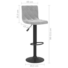 Load image into Gallery viewer, Sgabelli da Bar 2 pz Grigio Chiaro in Velluto