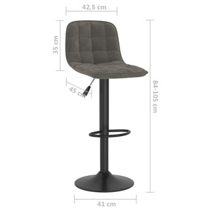 Sedie da Bar 2 pz Grigio Scuro in Velluto
