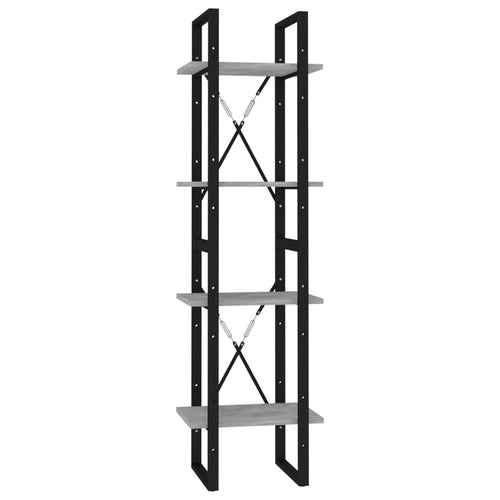 Libreria 4 Ripiani Grigio Cemento 40x30x140cm Legno Multistrato