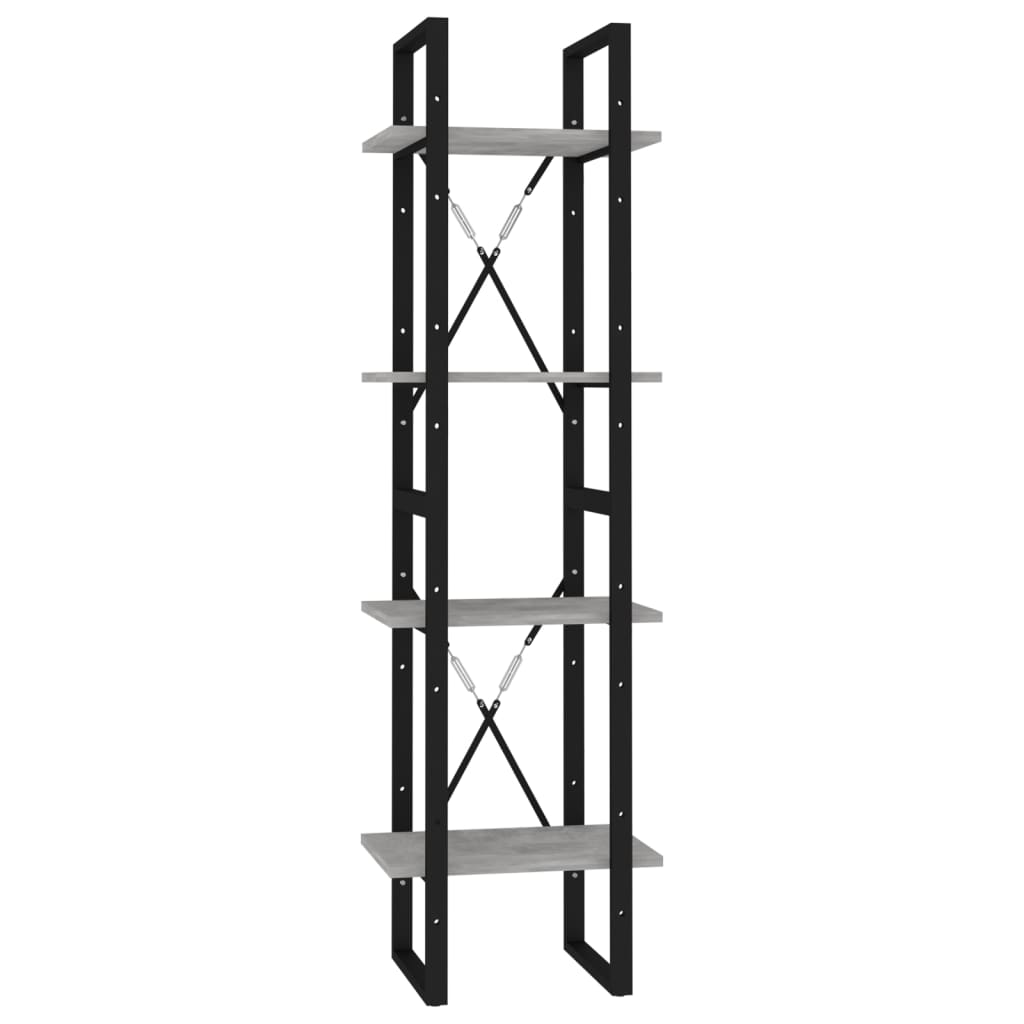 Libreria 4 Ripiani Grigio Cemento 40x30x140cm Legno Multistrato