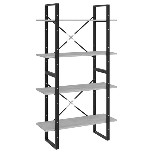 Libreria 4 Ripiani Grigio Cemento 80x30x140cm Legno Multistrato