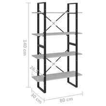 Indlæs billede til gallerivisning Libreria 4 Ripiani Grigio Cemento 80x30x140cm Legno Multistrato
