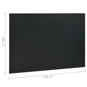 Separè 6 Pannelli Nero 240x180 cm in Acciaio