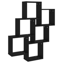 Load image into Gallery viewer, Mensola da Parete a 6 Cubi Nera 78x15x93 cm in Legno Multistrato