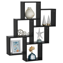 Load image into Gallery viewer, Mensola da Parete a 6 Cubi Nera 78x15x93 cm in Legno Multistrato