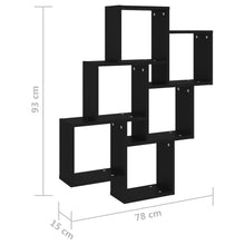 Load image into Gallery viewer, Mensola da Parete a 6 Cubi Nera 78x15x93 cm in Legno Multistrato