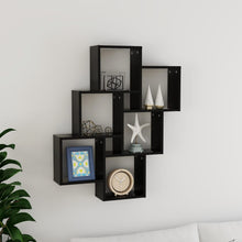 Load image into Gallery viewer, Mensola da Parete a 6 Cubi Nera 78x15x93 cm in Legno Multistrato