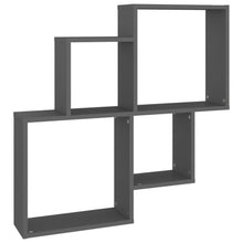 Indlæs billede til gallerivisning Mensola da Parete a 4 Cubi Grigia 80x15x78,5 cm Legno Multistrato