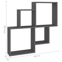 Indlæs billede til gallerivisning Mensola da Parete a 4 Cubi Grigia 80x15x78,5 cm Legno Multistrato