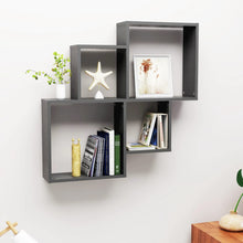 Indlæs billede til gallerivisning Mensola da Parete a 4 Cubi Grigia 80x15x78,5 cm Legno Multistrato