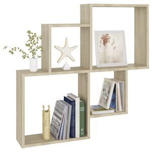 Mensola a Muro 4 Cubi Rovere Sonoma 80x15x78,5cm Legno Multistrato