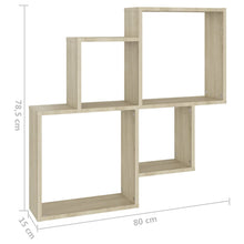 Load image into Gallery viewer, Mensola a Muro 4 Cubi Rovere Sonoma 80x15x78,5cm Legno Multistrato